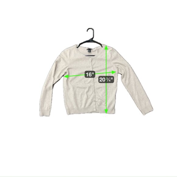 H&M Basic Beige Button-Up Long Sleeve Cardigan Sweater Sz Small Classic Layering - Picture 7 of 9